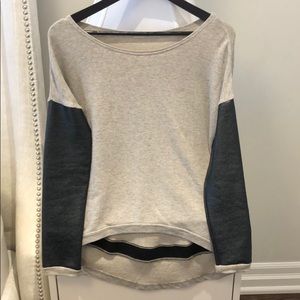 Leather sleeves grey sweater
